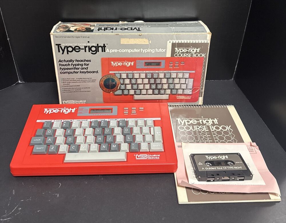 VTech Type-Right Pre-Computer Typing Tutor Vtg 1985 w/ Course Book And Tape
